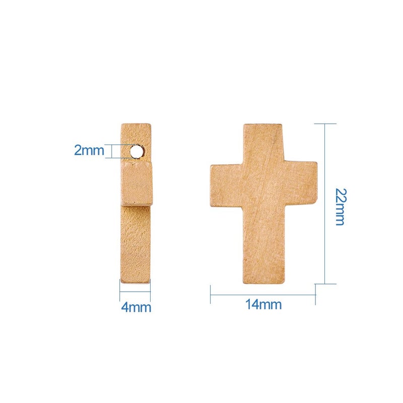 KISSITTY 50Pcs 7/8" x 5/9" Natural Unfinished Wood Cross Pendants Beads 22x14mm for Crafts & DIY Jewelry Projects - Image 4